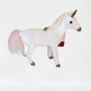 Unicorn ornament NWT white with rainbow mane, tail